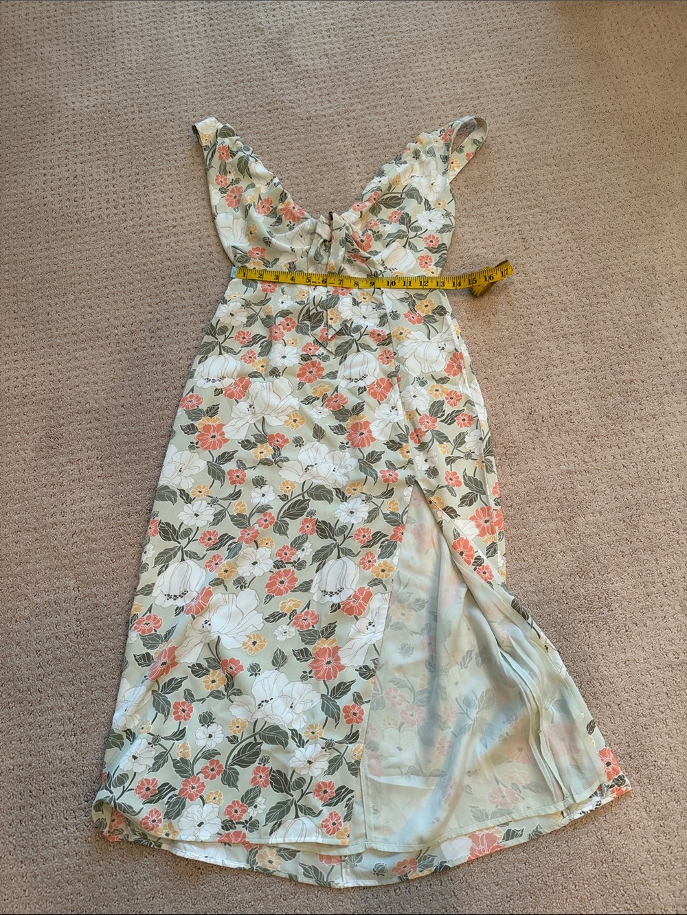 Floral Midi Slip Dress in Sage, Cream & Coral